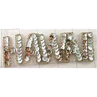 Word Hawaii Silver Sequins 1.5" x 5"