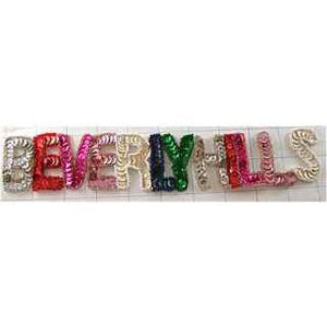 Word Beverly Hills Multi-Colored with Beads 2" x 10"