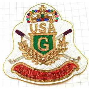 Golf Club Large Applique with Multi-Colored Sequins and Beads 11" x 11"
