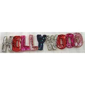 Hollywood word in Multi Colors 10.5" x 2"