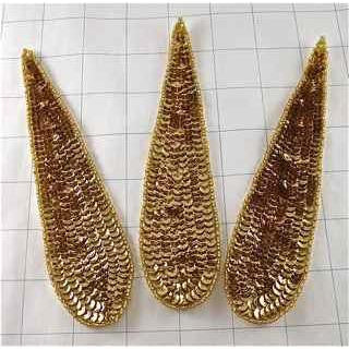 Three Tear Drops Gold Sequin 6.5" x 1.5"