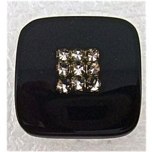Load image into Gallery viewer, Button Square Black with Rhinestones 3/4&quot;
