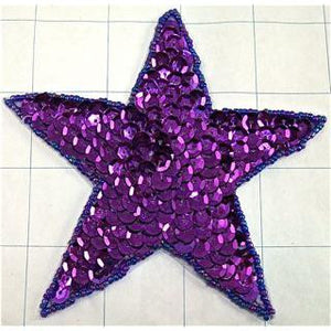 Star with Purple Sequins and Beads 4" x 4"