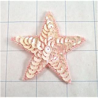 Pink Sequin Star with Pink Beads 2.25" x 2.25"