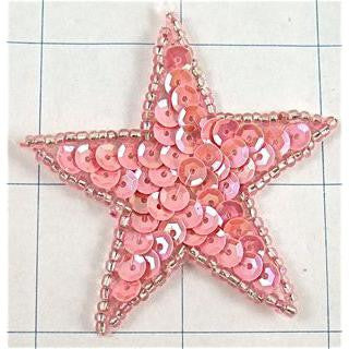 Star with Pink Sequins and beads 2.25"