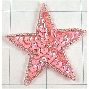 Star Pink Sequins and beads 2.25"
