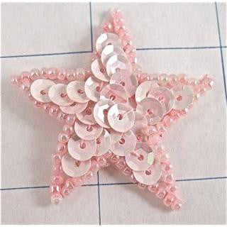 Star with Pink Sequins and Beads 1.5"