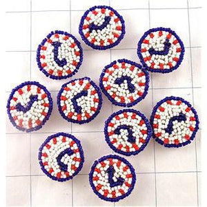 Clock Set of 10 Red White Blue Beads 1" x 1"