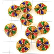 Load image into Gallery viewer, Designer Motif Set of 10 Multi-Colored Beaded Disks 1.25&quot;