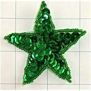 Star with Green Sequins and Beads 2.5"