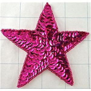 Star with Fuchsia Sequins and Beads 3.75"