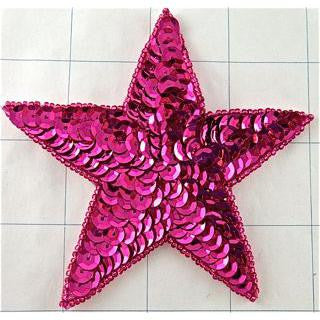 Star with Fuchsia Sequins and Beads 3.75