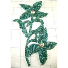 Load image into Gallery viewer, Flower Turquoise Beaded with AB Rhinestones 8&quot; x 4.25&quot;