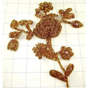 Flower High Quality Vintage with Gold Beads and Rhinestones 7" x 6.5"