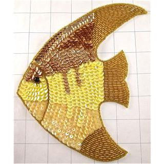 Vintage Fish Yellow and Gold Sequin with Beading 6.5" x 6.5"