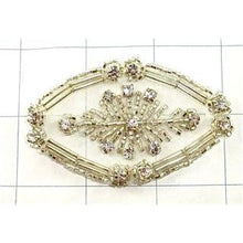 Load image into Gallery viewer, Designer Motif with Silver Beads and Rhinestones! some tarnished 2&quot; x 3&quot;
