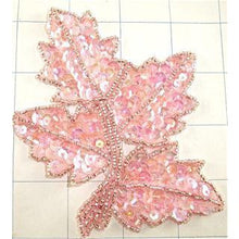 Load image into Gallery viewer, Leaf Pink Sequin with Beads 4&quot; x 4&quot;