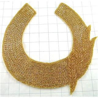 Neck Piece Appliqué with Gold Beads 10" x 10"