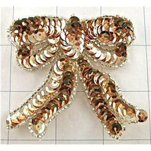 Load image into Gallery viewer, Bow Gold Sequins Silver Trim* 3&quot; x 3&quot;