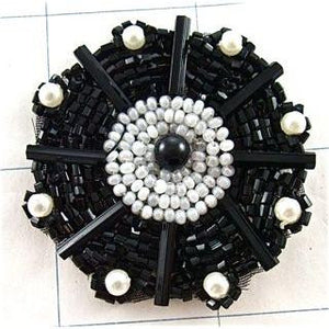 Designer Motif with Black and White Beads 2"