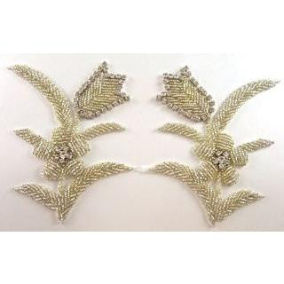 Flower Pair Silver Beads and High Quality Rhinestones 5.25