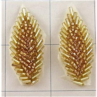 Leaf Pair in Gold Beads