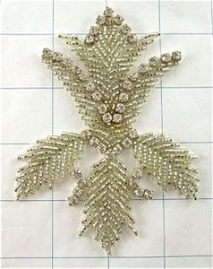 Flower with High Quality Vintage Rhinestones Silver Beads in Tulip Shape 4.5" x 3"