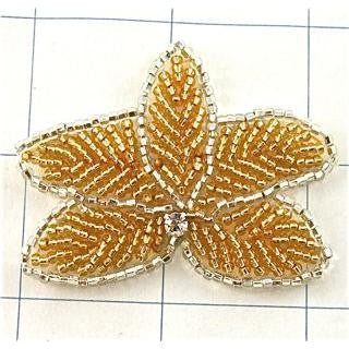 SILVER AND GOLD BEADED MOTIF WITH RHINESTONE