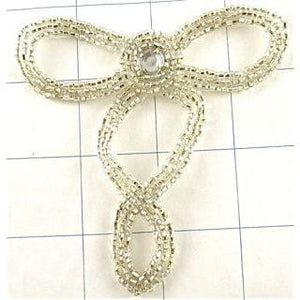Designer Motif with Silver Beads and Acrylic Rhinestone 4" x 3.5"