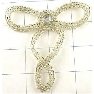 Designer Motif with Silver Beads and Acrylic Rhinestone 4
