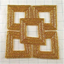 Load image into Gallery viewer, Design Motif Squares Gold Beaded 6&quot; x 6&quot;
