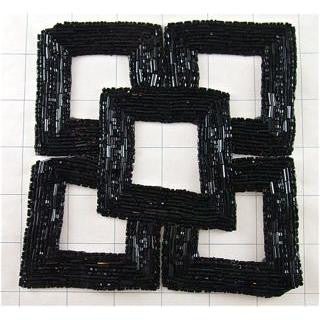 Design Motif Square Beaded Accent Piece with Black Bead 6" x 6"