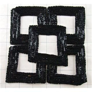 Design Motif Square Black Beaded 6" x 6"