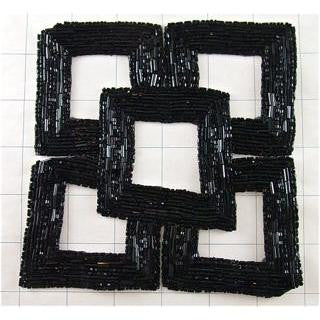 Design Motif Square Black Beaded 6