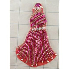 Load image into Gallery viewer, Motif Fuchsia Tassel with Silver and White Beads and Rhinestone