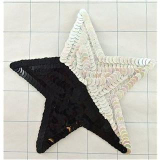 Star with Black and White Sequins 5" x 5"