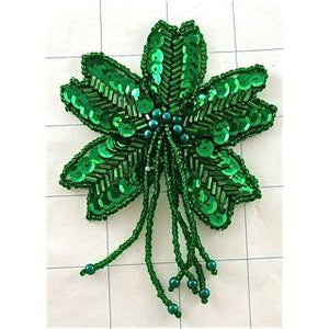 Epaulet with Green Sequins and Beads 4" x 3"