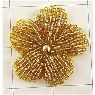Flower Gold Beaded 2" x 2"