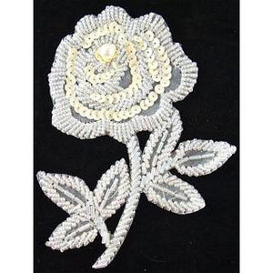 Flower with Iridescent Beads and Cream Sequins 5" x 4"