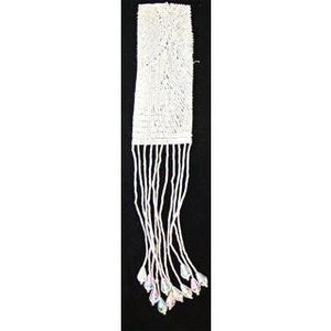 Epaulet with White Beads and Fringe with Iridescet Beads 11" x 2"
