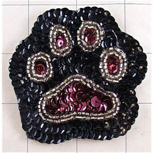 Paw Print with Burgundy some with black felt backing 2.5" x 3"