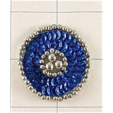 Load image into Gallery viewer, Designer Motif Royal Blue Circle with Silver Beads 1.5&quot;