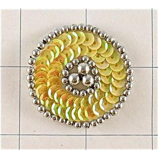Round Applique with Silver Beading Surround