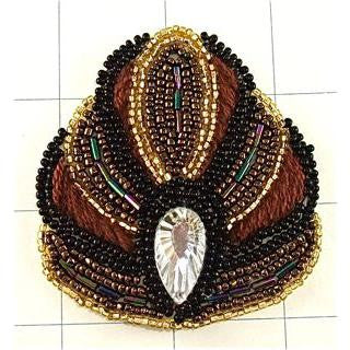 Designer Motif with Black Brown Gold Sequin Colors 2.5" x 2.5"