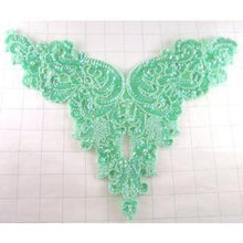 Load image into Gallery viewer, Designer Motif Bodice with Dark Mint Green Sequins and Beads 9&quot; x 12&quot; approx