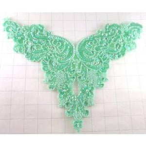 Designer Motif Bodice with Dark Mint Green Sequins and Beads 9" x 12" approx
