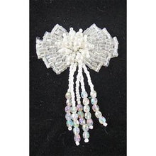Load image into Gallery viewer, Epaulet White Beads Bow 3&quot; x 2&quot;