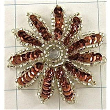 Load image into Gallery viewer, Flower Bronze with Silver Beads and Rhinstone 2&quot; x2&quot;