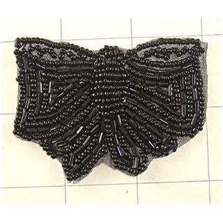 Butterfly Black Beaded 2.5" x 2"