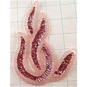Designer Motif Twist with Two Tone Pink Sequins and Beads 5.25" x 5"
